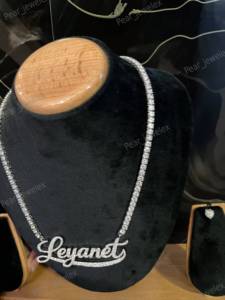 Collar de Plata 925 con Placa de Nombre Personalizada, Letra con Diamantes Moissanite, Cadena de Lujo con Colgante - Product Image 3