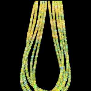 Cuentas de Rondelle lisas de ópalo etíope amarillo, hebra de piedras preciosas naturales de 3-5mm para joyería, cuentas sueltas DIY, suministro a granel al por mayor - Product Image 2