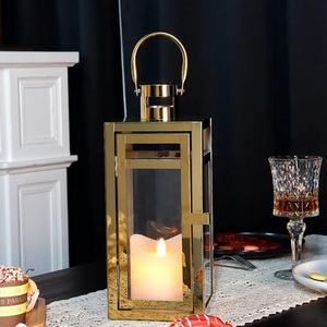 Portavelas de linterna de Navidad de acero inoxidable con clase con paneles chapados y templados para la fábrica de decoraciones de Navidad de la sala de estar - Product Image 6