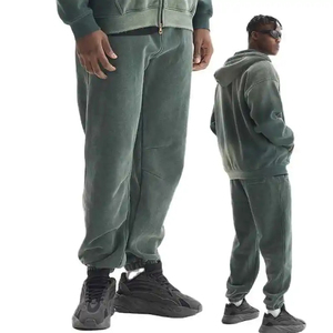 Vente en gros de sweats à capuche pour hommes avec logo personnalisé et double fermeture éclair délavés à l'acide éponge française surdimensionnée 100% coton vêtements d'hiver nouveau style - Product Image 4