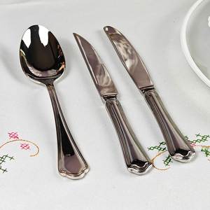 Designer <b>Beaded</b> Handle Stainless Steel Modern Royal Design Dishwasher Safe BPA Free Set 4 for Family Dining Events Parties - Product Image 6