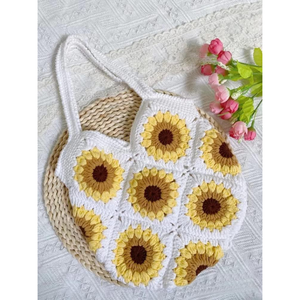 Bolso de hombro tejido de gran tamaño Granny Square Tole, bolso de mano estético con motivo de ganchillo hecho a mano para niñas OEM hecho en Vietnam - Product Image 1