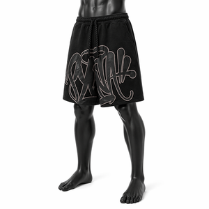Pantalones Cortos Casuales de Algodón con Estampado de Graffiti, Cintura Elástica y Ajuste Holgado para Hombre, Estilo Urbano, OEM ODM - Product Image 3