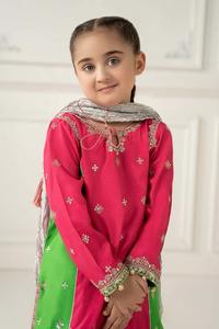 Lehenga Choli formel en acrylique brodé pour filles pakistanaises avec des manches fantaisie et un dupatta en filet pour les fêtes de l'Aïd et les événements spéciaux - Product Image 2