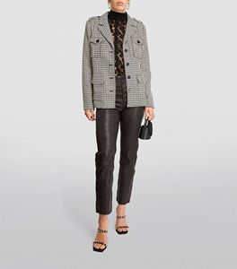 Pantalons de ville droits à jambe droite en laine à taille mi-haute, à devant plat, personnalisés OEM pour l'hiver, pour femmes - Product Image 2