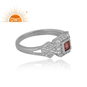 Bague en argent plaqué palladium avec topaze rose et topaze blanche de conception unique pour femmes bijoux personnalisés pour femmes cadeau pour elle - Product Image 4