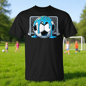 T-shirt con stampa di giocatore di calcio che lecca il gelato per ragazzi e ragazze, design promozionale con grafica accattivante - Product Image 3