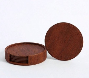 Ensemble de sous-verres à café européens de haute qualité avec support Tapis et coussinets en cuir promotionnels Nouvelle arrivée Coaster Design de haute qualité - Product Image 2