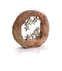 Nueva Tendencia, Escultura de Anillo de Madera Hecha a Mano con Diseño de Estrella Metálica Flotante, Decoración Artística Moderna para Mesa, Obra de Arte para el Hogar - Product Image 1