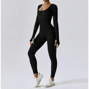 Yoga Set Custom Spring Seamless Fitness <b>Sports</b> <b>Jumpsuit</b> Tight Long-sleeved Yoga <b>Jumpsuit</b> One Piece Yoga Set for Women - Product Image 1