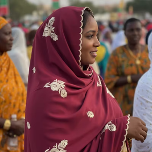Longue écharpe/châle en voile de coton brodé de fleurs et de strass, tissu d'été respirant 100 % coton, style africain pour usage quotidien - Product Image 4
