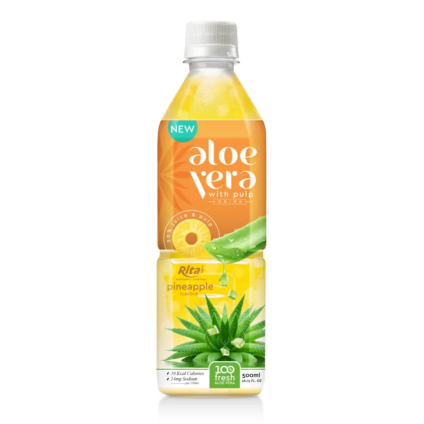500ml Aloe Vera Drink From Vietnam Pineapple Flavor Best Juice Supplier Wholesale Good Price OEM Beverage Manufacturer