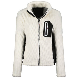 Chaqueta de lana Polar con bolsillos y cremallera a la moda para mujer, chaqueta pesada transpirable cálida con cremallera personalizada y logotipo personalizado - Product Image 1