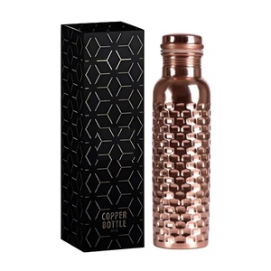 Copper <b>Water</b> <b>Bottle</b> Diamond Cut Style Vacuum Flask Ayurvedic Health Benefited <b>Bottle</b> Usage for All and Return Gift Purpose - Product Image 4