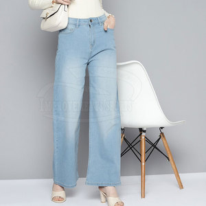 Comfortable Adult <b>Women's</b> Mid Waist Casual Spring <b>Jeans</b> Pant Breathable Lightweight 100% Cotton Eco-Friendly - Product Image 4