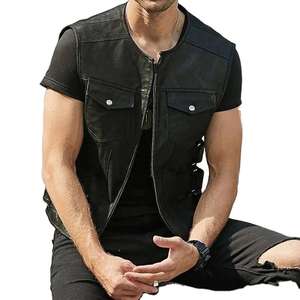 Gilet en cuir d'hiver entièrement personnalisé pour hommes avec fermeture à boutons en corne, qualité professionnelle, vêtements de moto en gros - Product Image 6