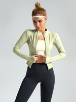 Veste de yoga ajustée pour femme, grande taille, sans couture, légère, cardigan ouvert sur le devant, pour la gym, l'entraînement, l'extérieur, respirante, écologique