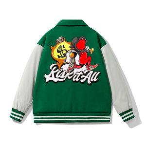 Custom Logo <b>Men's</b> Polyester/Cotton <b>Hooded</b> Winter Eco-Friendly Windproof Letterman Baseball <b>Jacket</b> - Product Image 4