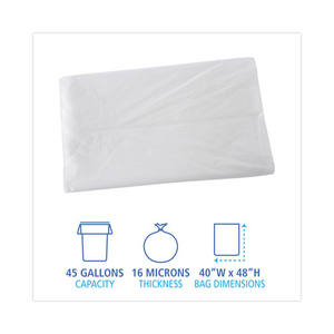 Boardwalk 40 Pulgadas X 48 Pulgadas 45 Galones 16 Bolsas Industriales de Alta Densidad para Contenedores de Basura, Paquete Plano Natural - 200/Cartón - Product Image 2