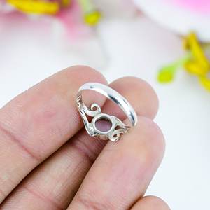 Fantastique Vintage Argent Plaqué 925 Sterling Fine Bague Naturel Rose Opale Gemme Bijoux Avec Lunette Réglage - Product Image 2