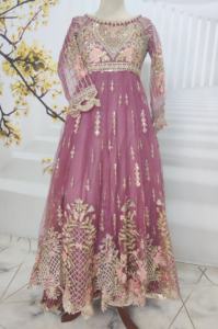 Costume 3 pièces asiatique traditionnel robe de soirée artisanale avec Dupatta et pantalon assortis robe 3 pièces brodée lourde - Product Image 6