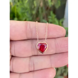 925 Silver <b>Ruby</b> Heart <b>Necklace</b> for Gift Occasions - Product Image 1