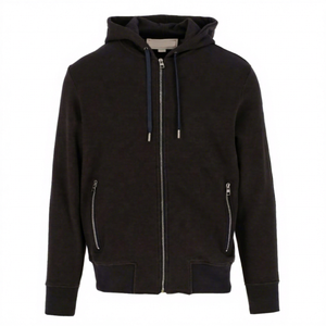 Sweat à capuche zippé oversize noir pour homme, 100 % coton tricoté, imperméable et écologique pour l'automne - Product Image 1