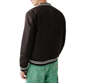 Haute qualité hommes Satin Bomber vestes couleur unie à capuche Style universitaire épaules tombantes Offre Spéciale toile Baseball vestes hiver - Product Image 3