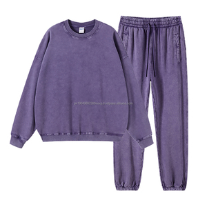 Conjunto de Sudadera y Pantalones Deportivos de Alta Calidad con Lavado Ácido para Hombre, Chándales 100% Algodón French Terry Unisex para Hombre - Product Image 1