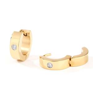 Boucles d'oreilles créoles simples en acier titane de forme ronde pour hommes Jeulia - Product Image 3