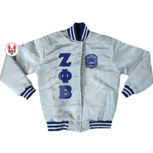 Sorority Zeta Phi Beta Applique Lettres Satin De Soie Tricoté Fond Flexible Sublimation Doublé Bomber Veste Attrape - Product Image 6
