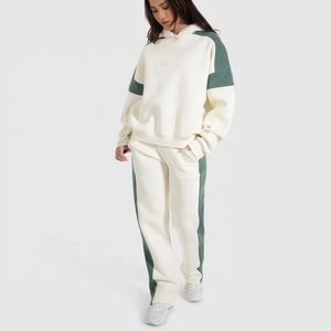 Sudaderas con Capucha de Forro Polar con Logotipo Frontal en Contraste de Color y Hombros Caídos de Invierno de Marca Personalizada, 100% Algodón para Mujer - Product Image 4