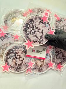 Nouvelles pinces à cils magnétiques en acrylique durable pour extensions de cils, avec motifs boule disco, tuiles personnalisées, fleurs et ovales, disponibles - Product Image 4