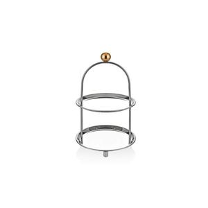 Elegant glossy finished metal <b>3</b> tier pastry tray with a sophisticated structure for formal dinner parties and receptions - Product Image 1