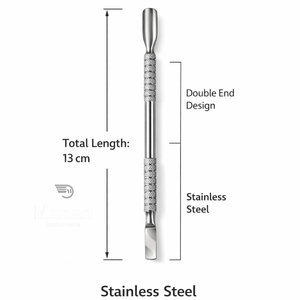 Pousse-cuticules professionnel double extrémité en acier inoxydable avec poignée antidérapante pour manucure et pédicure – Outil de soin des ongles - Product Image 4