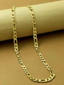 Vente en gros 14K 18K 24K Micro chaîne de Figaro plaqué or, chaîne de mode, chaîne en or en laiton, conception de chaîne moderne, chaîne de style Figaro. - Product Image 2