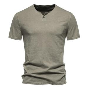 Vente flash de la saison, nouveau t-shirt décontracté pour homme en coton et bambou, manches courtes, col en V, couleur unie, coupe ample, vêtements de sport - Product Image 4