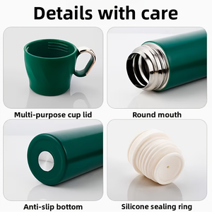 CL 500ml 304 Stainless Steel Vacuum Insulated <b>Thermos</b> <b>Bottle</b> with Cup Lid Handle for Office Car Travel - Product Image 4