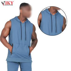 Ensemble de survêtement sans manches pour homme avec logo personnalisé, sweat-shirts de bonne qualité, vente chaude, sweat-shirts en coton pour homme avec shorts - Product Image 2