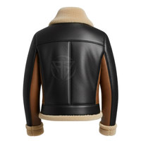 Veste d'hiver élégante pour homme en cuir de vachette et peau lainée, design respirant et écologique, logo frontal, doublure confortable, luxe moderne