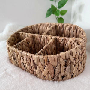 Wholesale <b>water</b> hyacinth kitchen utensil organizer eco-friendly weave cutlery caddy <b>containers</b> - Product Image 3