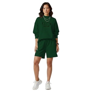 Conjunto de Dos Piezas para Mujer, Invierno, Cuello Alto, Shorts por Encima de la Rodilla, Tejido de Felpa Suave Premium, Corte Holgado, Estilo Urbano - Product Image 1