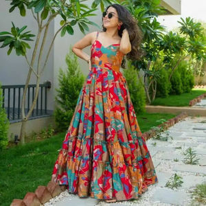 ชุดเดรสยาวผ้าฝ้ายพิมพ์ลายดอกหลากสีสำหรับผู้หญิง ยี่ห้อ Unity Luxure แบบไม่มีแขน ทรงเอไลน์ เอวธรรมชาติ ซักได้ เหมาะสำหรับใส่ไปงานปาร์ตี้ช่วงฤดูร้อน - Product Image 1
