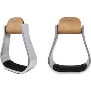 Western Horse Saddle Bell Stirrups 4 3/4 "de ancho Classic Brown Leather Covered Roper Riding Accesorio Cowboy Tack Ranch Work - Product Image 6