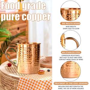 Vaso de cobre hecho a mano con cuidado acabado liso a prueba de fugas ideal para restaurantes, bares y hogares - Product Image 6