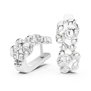 925 <b>Sterling</b> <b>Silver</b> Organic Cluster <b>Stud</b> Earrings Textured Multi-Lobe Polished Finish - Product Image 5