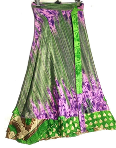 Double Layer Sari Silk <b>Wrap</b> <b>Skirt</b> Maxi Length Boho Style Free Size <b>Long</b> <b>Skirt</b> for Women Lightweight Breathable and Comfortable - Product Image 4