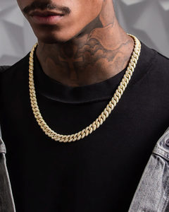 Collar de Cadena Cubana Chapado en Oro con Moissanita, Joyería Hip Hop, Estilo Iced Out, Lujoso, Unisex, Acabado Premium, Estilo Urbano - Product Image 6