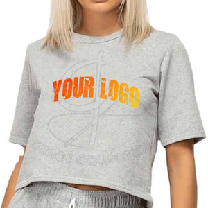 Ensemble chemisier short en coton uni de couleur personnalisée T-shirt à manches courtes décontracté pour femmes de haute qualité Vêtements d'entraînement d'été décoratifs - Product Image 2