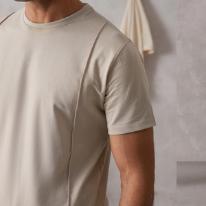 Tissu doux respirant Beige Co Ord tenue haut à manches courtes et pantalon pour hommes vêtements décontractés ensemble deux pièces - Product Image 4